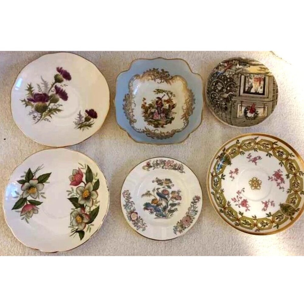 Saucers collection 6 ps England France Vintage